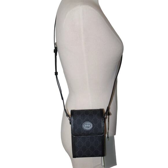 GUCCI GG Retro Mini Crossbody Bag with Interlocking G Black Logo Canvas NEW - Picture 5 of 12